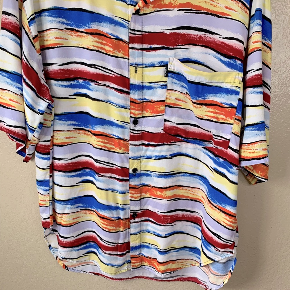 CAFE Styled In Italy Vintage Watercolor Button Down Resortwear Shirt Size S/M - Picture 5 of 11